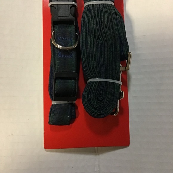 Pet Central Dog Medium 14 to 20” Green & Blue Plaid Collar & Leash Set Christmas - Picture 3 of 4